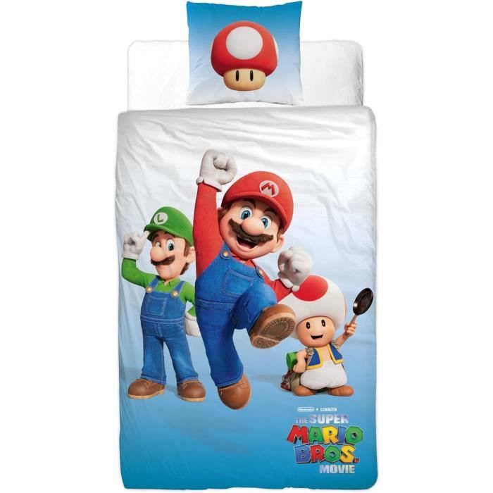 Super Mario Movie, Parure de Lit Enfant, Housse de couette 140x200 cm, Taie  d'oreiller 63x63 cm - Cdiscount Maison