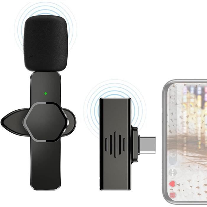 Micro Cravate Sans Fil Plug & Play Pour IPhone Android - Réduction Bruit Pour YouTube, TikTok, Live (Adaptateur Inclus)