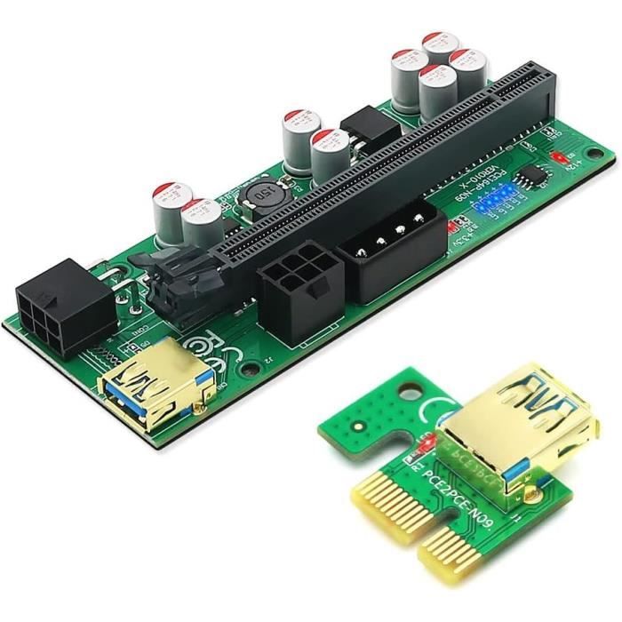 2X Nouvelle Version 010-X Pcie Riser 1X À 16X Extension Graphique Avec ...