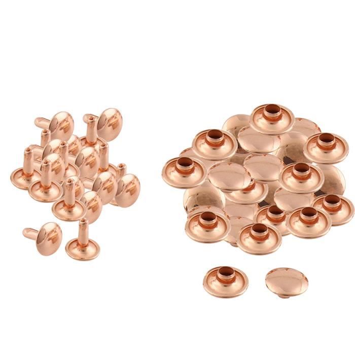 Kit De 100 Rivets Double Capuchon Argentés 8mm - Pour Cuir, Tissu, Sacs - Avec Outils De Pose