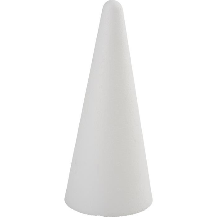 Cône En Polystyrène Plein - Hauteur 21 Cm, Couleur Blanche - Pour Loisirs Créatifs, Décoration, Prototypage - Fabriqué En Autriche - 3