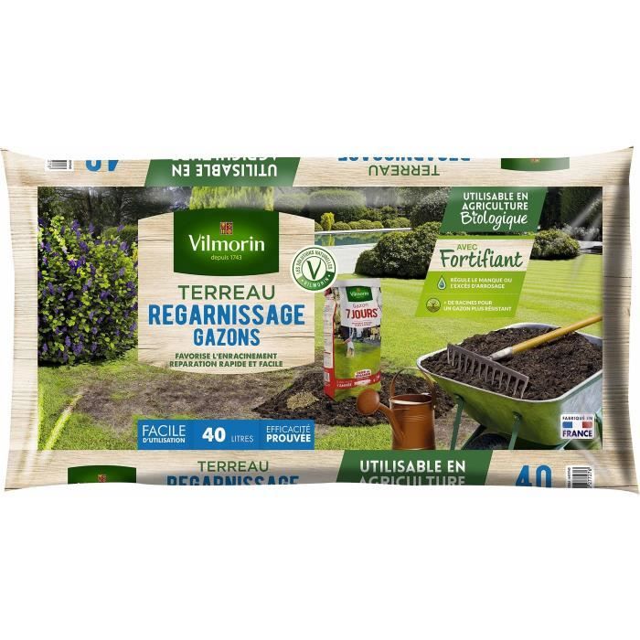 VILMORIN Terreau gazon regarnissage - 40 L