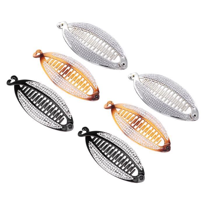 6pcs Pince A Cheveux Banane Decoratif Poisson Forme Perle Strass Incruste A Griffe Queue Pince Barrette Chouchou Elastique Cdiscount Au Quotidien