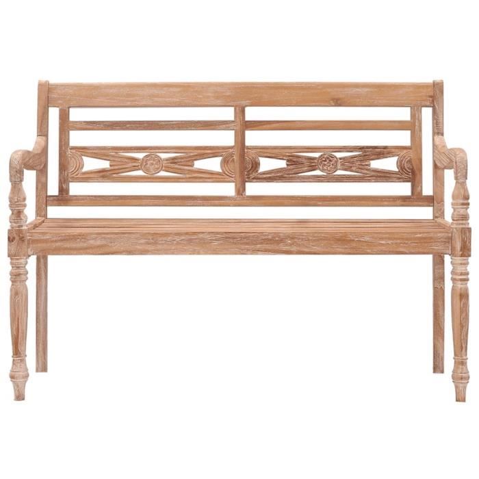 LesSaisons Banc Batavia 120 cm Huilé en blanc Bois de teck solide ...