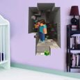 Autocollant mural - Minecraft - 3D Decal - PVC - Multicolore - Gris-1