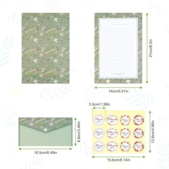 Set Papier à Lettres Élégant Avec Enveloppes - 36 Feuilles A5 à Motifs Contemporains Et 18 Enveloppes Florales Pour Écrire Avec Style