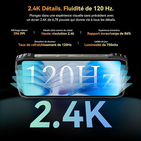 Blackview BV9200 14Go+256Go Sartphone Portable Incassable 2023, TK G96 Android 12 Téléphone