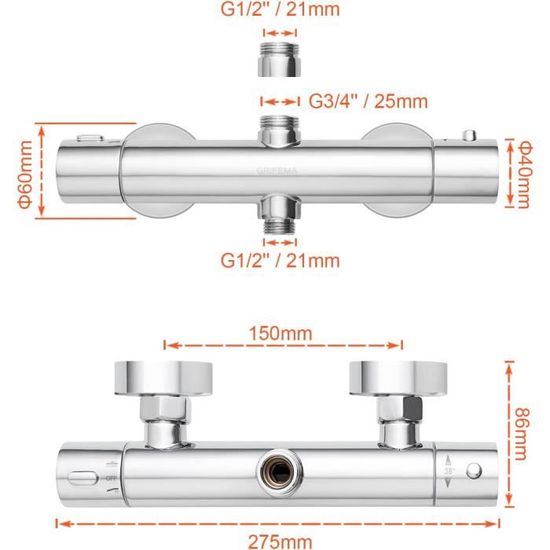 Colonne De Douche Thermostatique Doré Brossé, Châtelet
