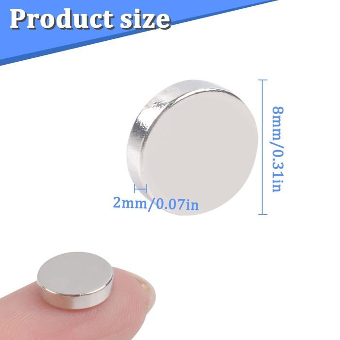 100 Pièces Aimant Neodyme,8 mm x 3 mm Petit Aimant Rond,Petits Aimants de RéfrigéRateur,Mini