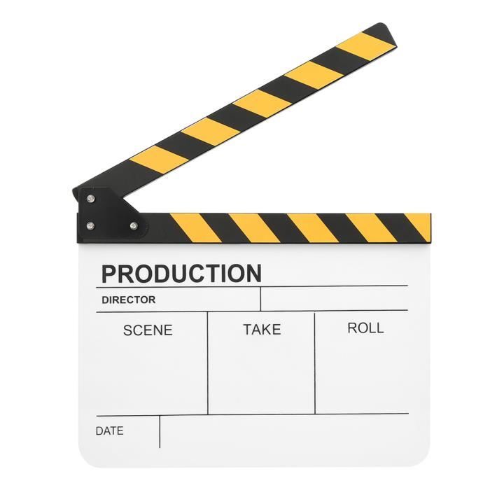 Accessoire Réalisation Film Clap Cinéma Gearmax 25x30cm - Ardoise Acrylique Avec Bâton - Pour Tournage Films, Studios Et Événements Clap Cinema