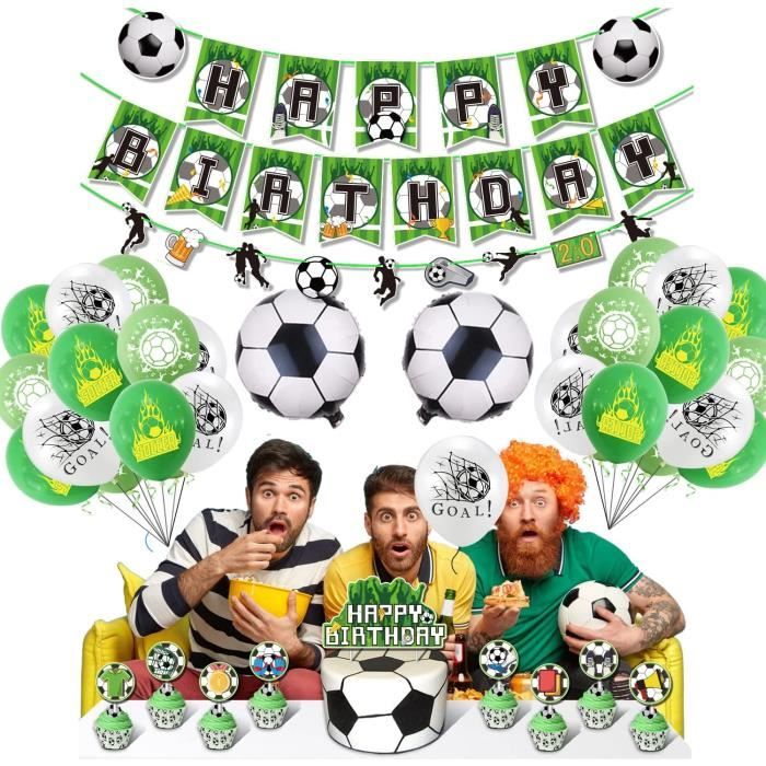 Football Decoration Anniversaire, Décorations de Fête de Football, Bannière  Joyeux Anniversaire, Latex Ballon, Ballons Aluminium, Cake Topper