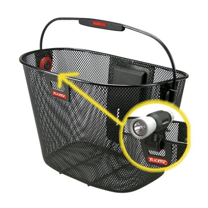 Panier Vélo Avant Klickfix Unilux - Noir - 35x25x26 Cm - Maille étroite - NEUF