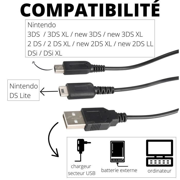 Chargeur secteur pour DSi XL/DSi/DS Lite/3DS XL/3DS Blanc