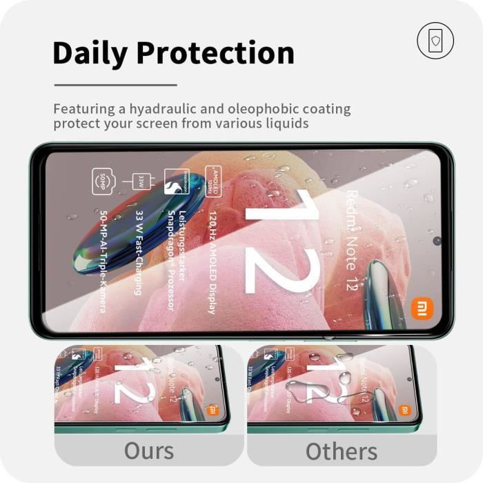 Protection d'écran pour smartphone Made For Xiaomi Verre trempe pour Redmi  Note 12 4G/5G