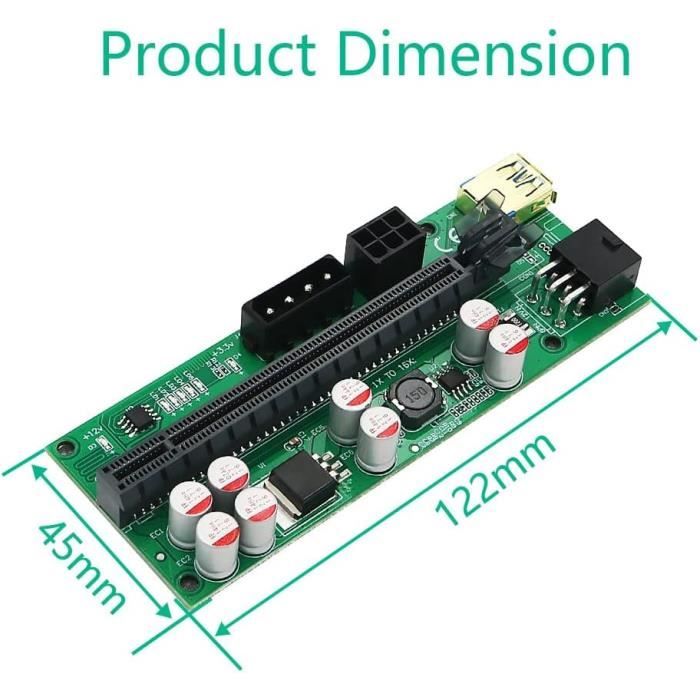 2X Nouvelle Version 010-X Pcie Riser 1X À 16X Extension Graphique Avec ...