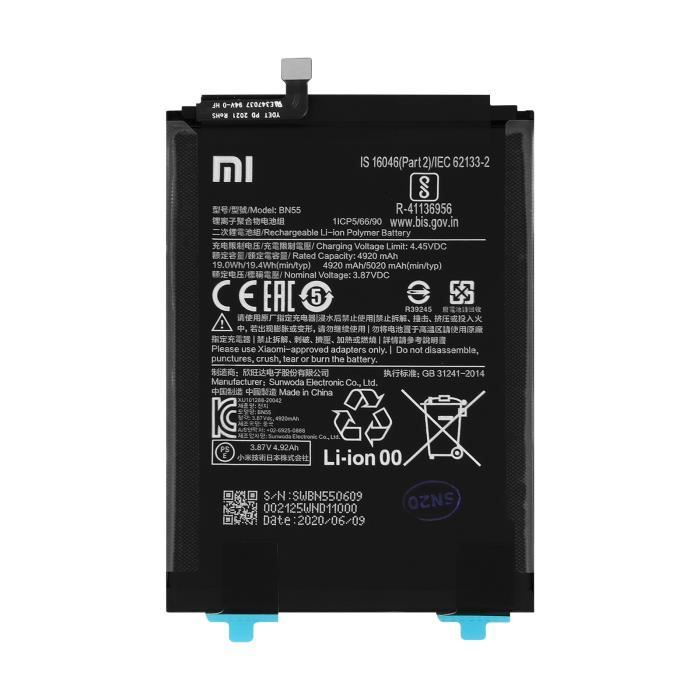 Batterie Compatible Pour Xiaomi Redmi Note 9S (modèle BN55) - Neuve En Emballage D'origine
