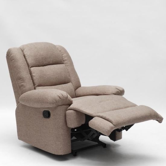 Fauteuil relax en tissu design repose-pieds inclinable 4 roues Maura 