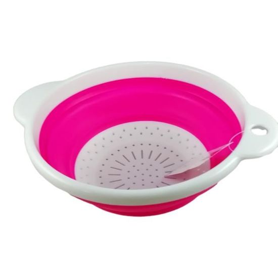 Set bleu - Mir de Vidange Rond Pliable en Silicone pour Lavage de Légumes et Fruits, Passoire