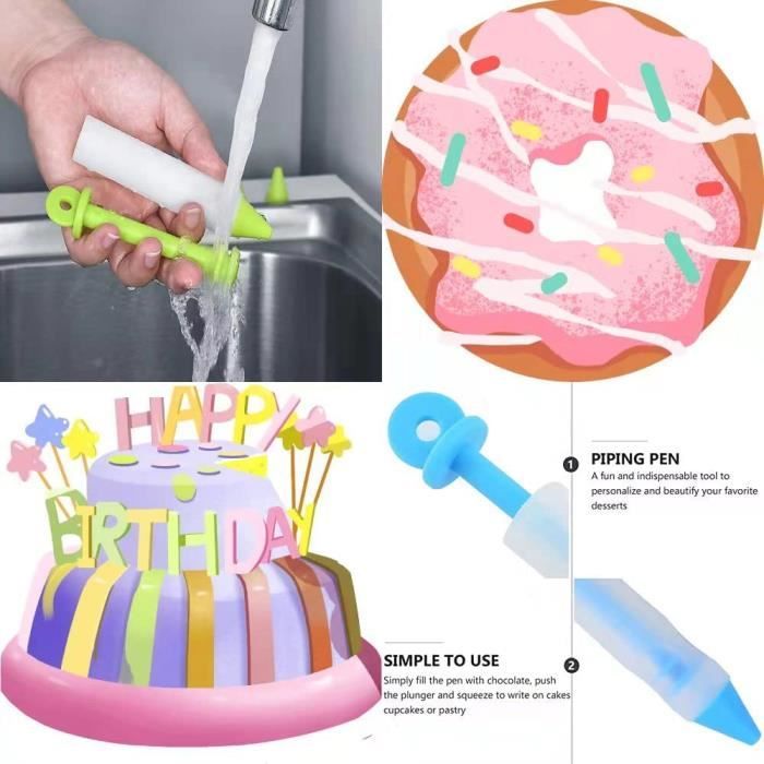 Stylos à Écrire Alimentaires MaoNativey - 4 Pièces Silicone Crème Pour Décoration Gâteaux
