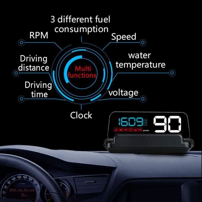 Auto Head Up Display OBD 2 & GPS HUD Projecteur Alarme de Vitesse numérique