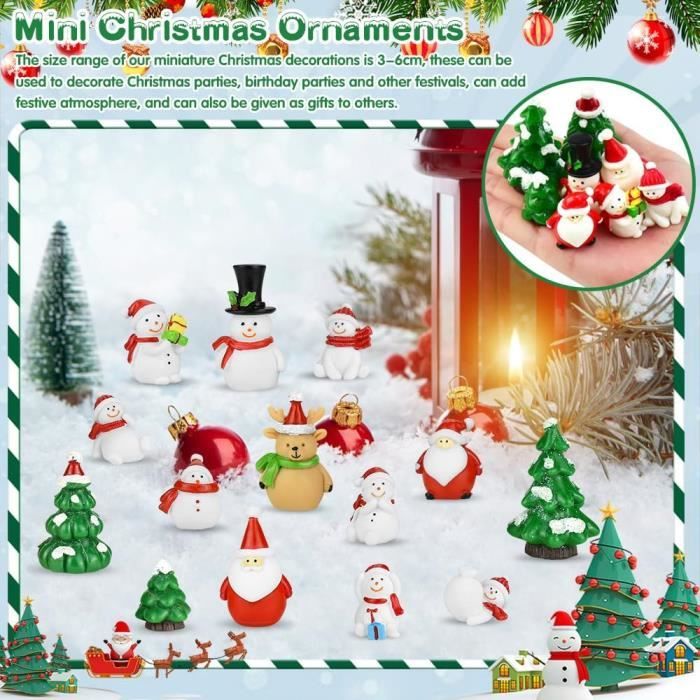 88 Figurines Miniatures Noël En Résine - Père Noël, Bonhomme De Neige, Arbre... (2-3,5 Cm)
