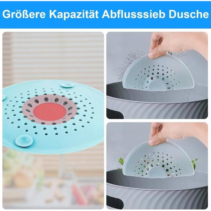 Ensemble 7 Pièces Filtre Douche Cheveux - Attrape Cheveux Anti-Obstruction Avec 6 Patins Adhésifs