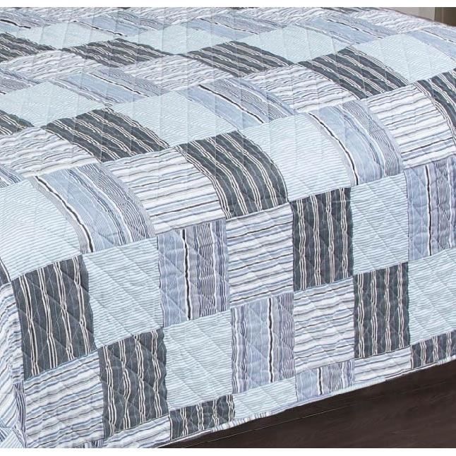 Fanny & Céline Couvre-Lit Boutis 2 Places 220x240 Cm + 2 Taies 65x65 Cm – Imprimé Beige Gris – Douillet & Élégant