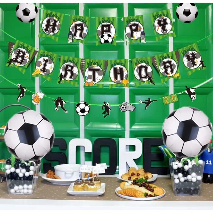 Football Decoration Anniversaire, Décorations de Fête de Football, Bannière  Joyeux Anniversaire, Latex Ballon, Ballons Aluminium, Cake Topper