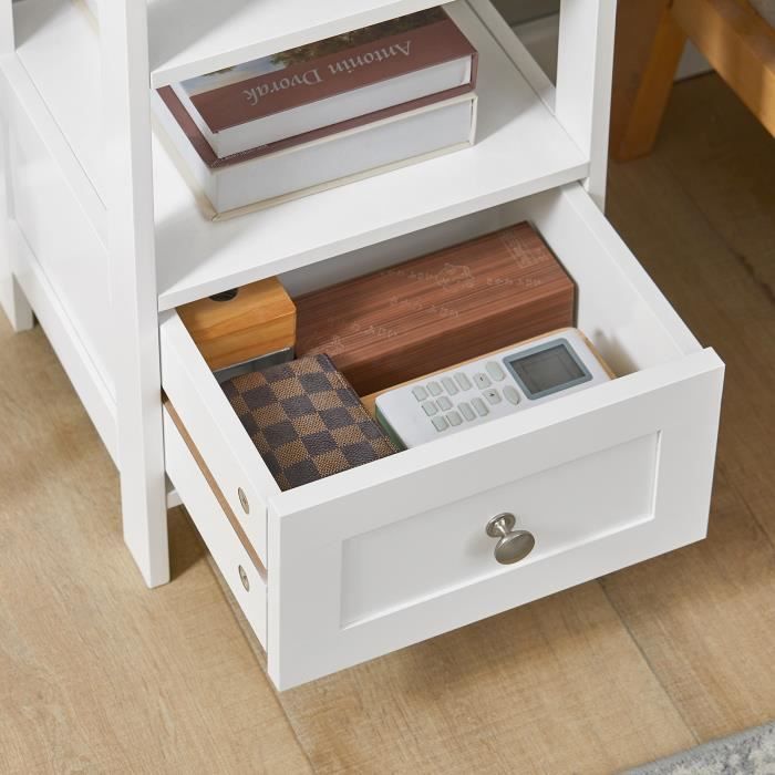 Table D'appoint SoBuy FBT91-W - 3 étagères + 1 Tiroir, Dimensions 30x28x74 Cm, MDF, Capacité 45 Kg