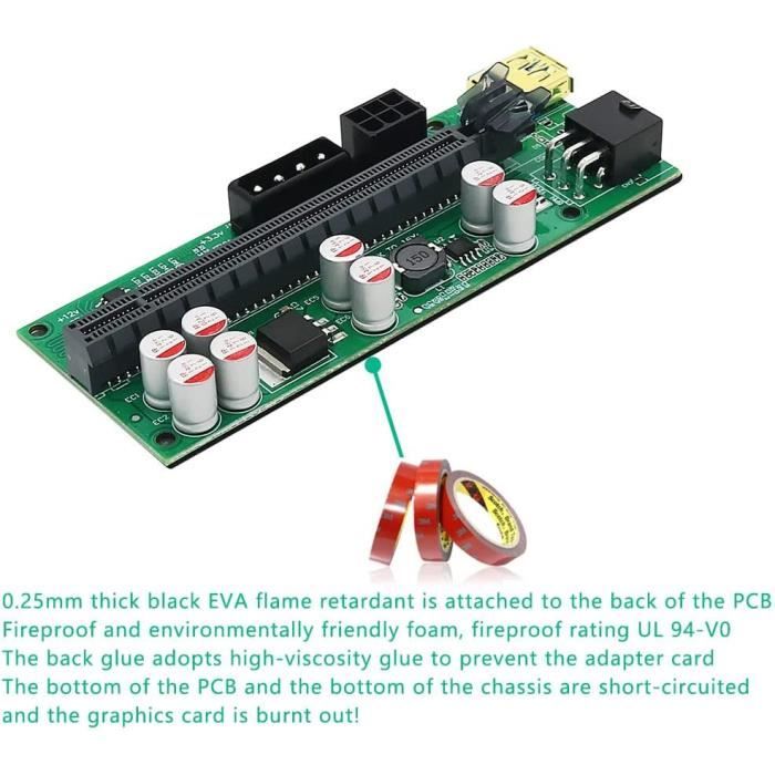 2X Nouvelle Version 010-X Pcie Riser 1X À 16X Extension Graphique Avec ...