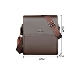 Sacoche Bandoulière Homme En Cuir Véritable - 25x20x12 Cm - Noir - Réglable - Neuve Avec Étiquette