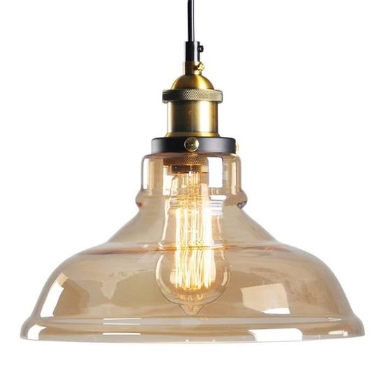Vintage Pendentif Plafonnier Retro Industrial Glass Ceiling Lamp Oak Leaf lampe industrielle en verre gris  abat-jour rétro E27 Lampe luminaire