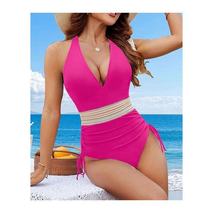 Bikini Push-up Femme – Col En U, Ventre Plat, Bretelles Réglables, Motif Léopard, Taille Haute