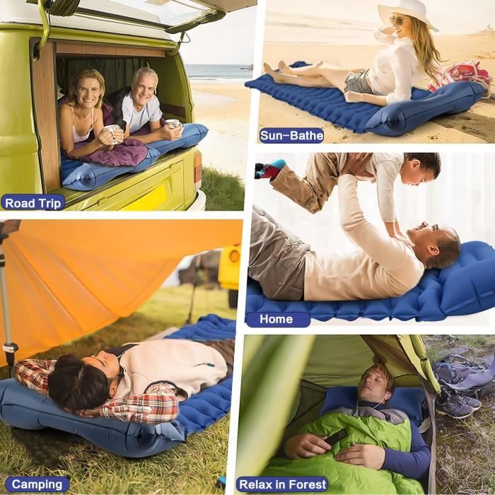 Matelas Auto-gonflant 10 Cm Avec Pompe Intégrée – Simple 192x66 Cm Ou Double 200x140 Cm – Camping Rando