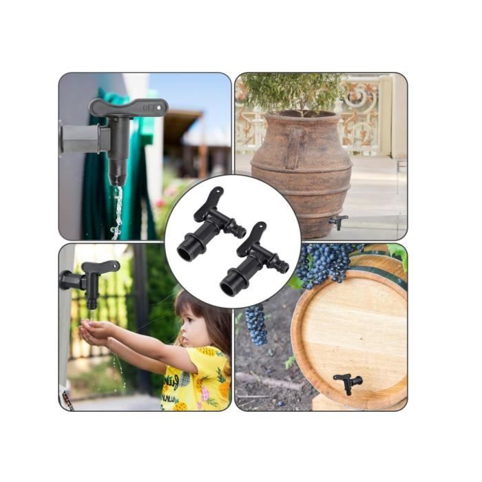 DAZZLEEX - Lot De 2 Robinets De Jardin/Collecteur Eau Pluie En Plastique - Filetage 3/4" - Pour Cuve, Seau, Arrosage