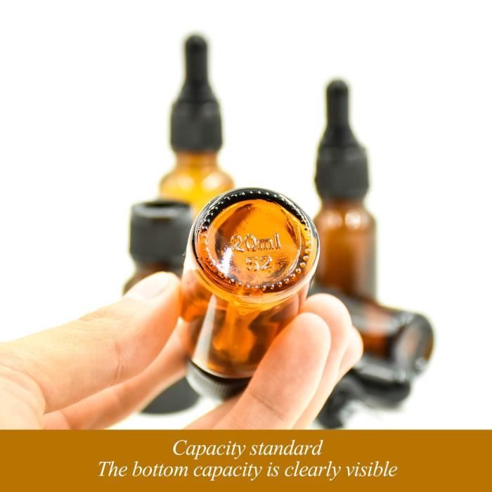 Lot de 6 flacons compte-gouttes en verre ambré de 100 ml avec pipettes  compte-gouttes rechargeables pour huiles essentielles, massage,  aromathérapie