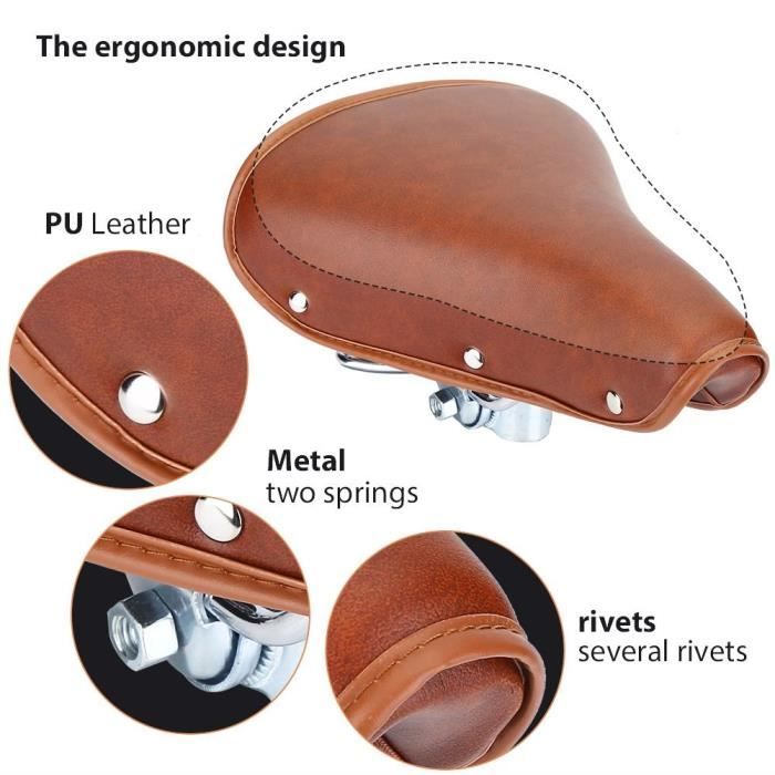 BELSVOR Selle Velo Confortable avec Boule d'Amortisseur à Double Ressort, Confort Ergonomique, pour Vélo de Montagne/VTT/Vélos Pliants, avec Outil