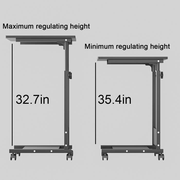 Table Haute Mobile à 4 roulettes - ELANCOOH - Réglable en Hauteur - Bureau d 'Ordinateur Portable - Maison Table Haute Mobile à 4 roulettes - ELANCOOH - Réglable en Hauteur - Bureau d 'Ordinateur Portable - Maison