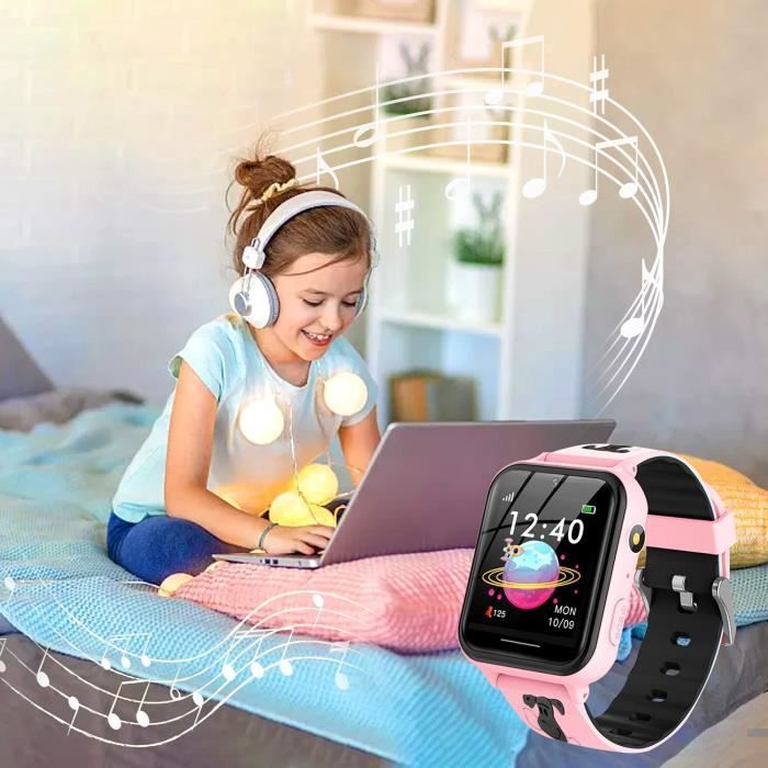 Montre Intelligente Enfant Filles 14 Jeux-MP3 Musique Vidéo, Réveil Montre  Connectée Enfants avec Appareils 2* Photo, Lampe de Poche