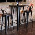Table de bar haute Mange-Debout Industrielle - Noir - 60x60x110cm - Pieds en métal - Pour Cuisine, Bar-0