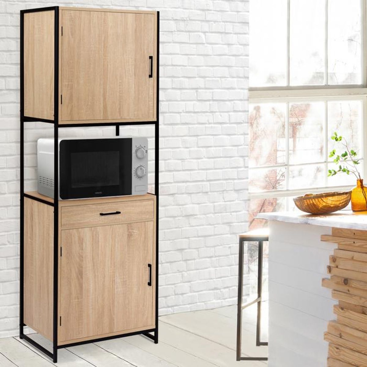 Buffet De Cuisine En Formica Blanc – Années 50/60 – Dimensions L120 X H120 X P50 Cm