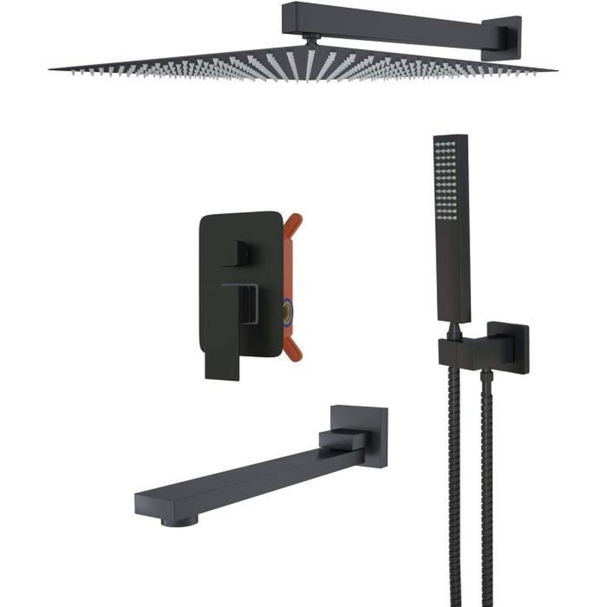 Colonne de Douche Encastrée Noir Lation Ensemble Douche Encastrable