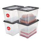 Iris Ohyama, Boites de Rangement Plastique avec Couvercle, 60L, Lot de 4, Noir, NTB-60