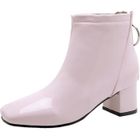 SEVENTUM Bottines Courtes pour Femmes - Rose - Cuir Verni - Talon Carré - Résistantes à l'eau