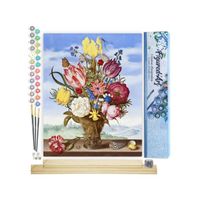 Figured'Art Peinture par Numéro Adulte Bouquet de Fleurs - Ambrosius Bosschaert - 40x50cm avec châssis en bois à monter