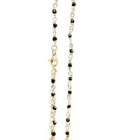 Chaine pour bola de grossesse - plaqué argent véritable - Perlée (Or-cristal noir) - 114cm - Irreversible bijoux