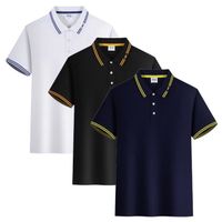 Lot de 3 Polo Homme T-Shirt Manches Courtes Couleur Unie Casual Top Ete Respirant Tissu Confortable - Blanc/noir/bleu marine