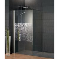 Paroi de douche fixe à l'italienne 90x190 cm, anticalcaire, Walk In Style 2.0, verre décor galets chromés, Schulte