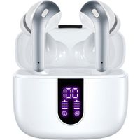 Écouteur Sans Fil TAGRY Oreillette Bluetooth 5.1 Casque Étanche IPX7 Son Stéréo 40H d'Autonomie Micro Intégré Blanc
