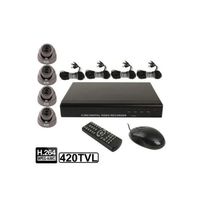 Kit Vidéo Surveillance 4 Caméras 1 3 Sharp Ccd 420 Tvl + Enregistreur Numérique Plastique YONIS